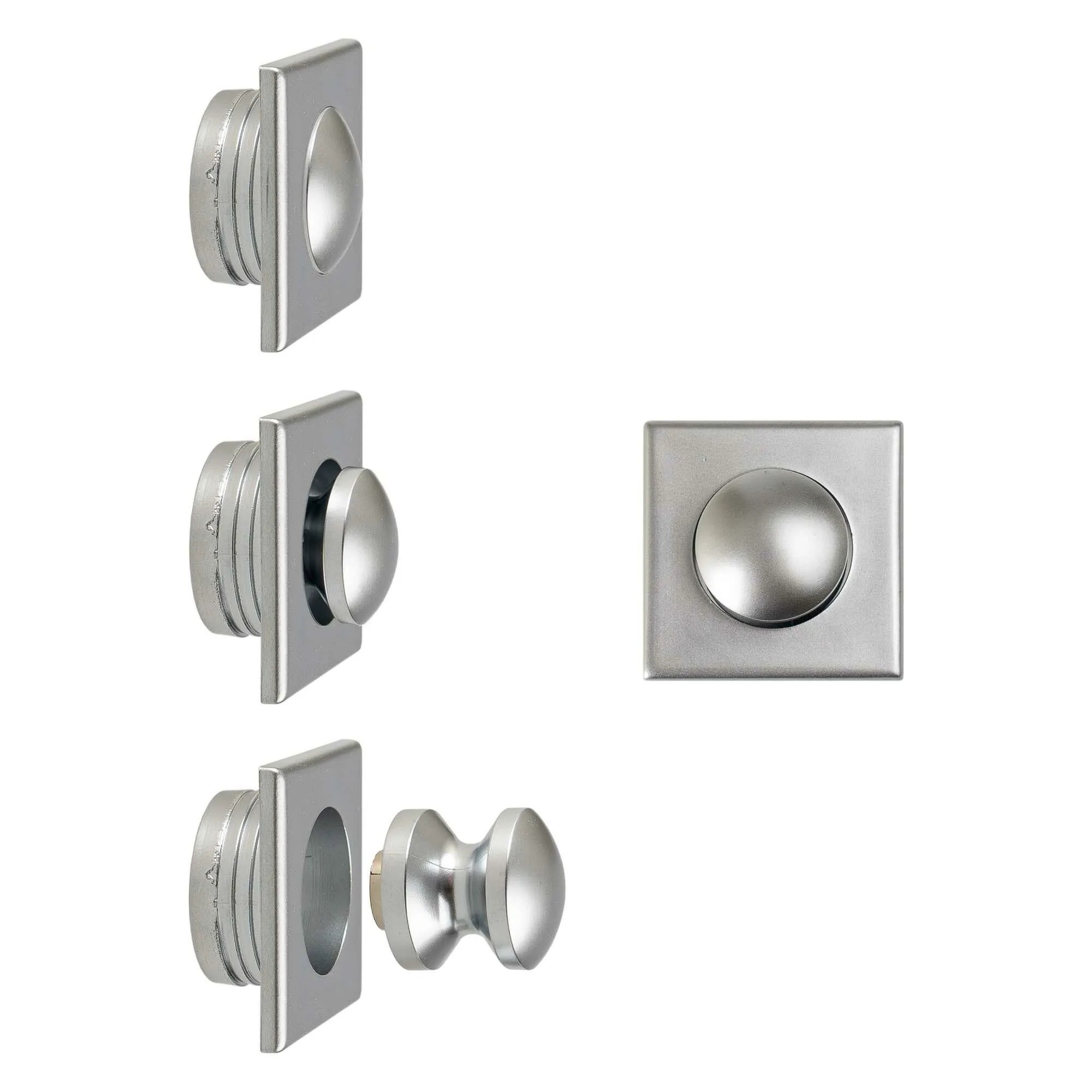 Drukknop + buitenring vierkant mini mat chroom-103814